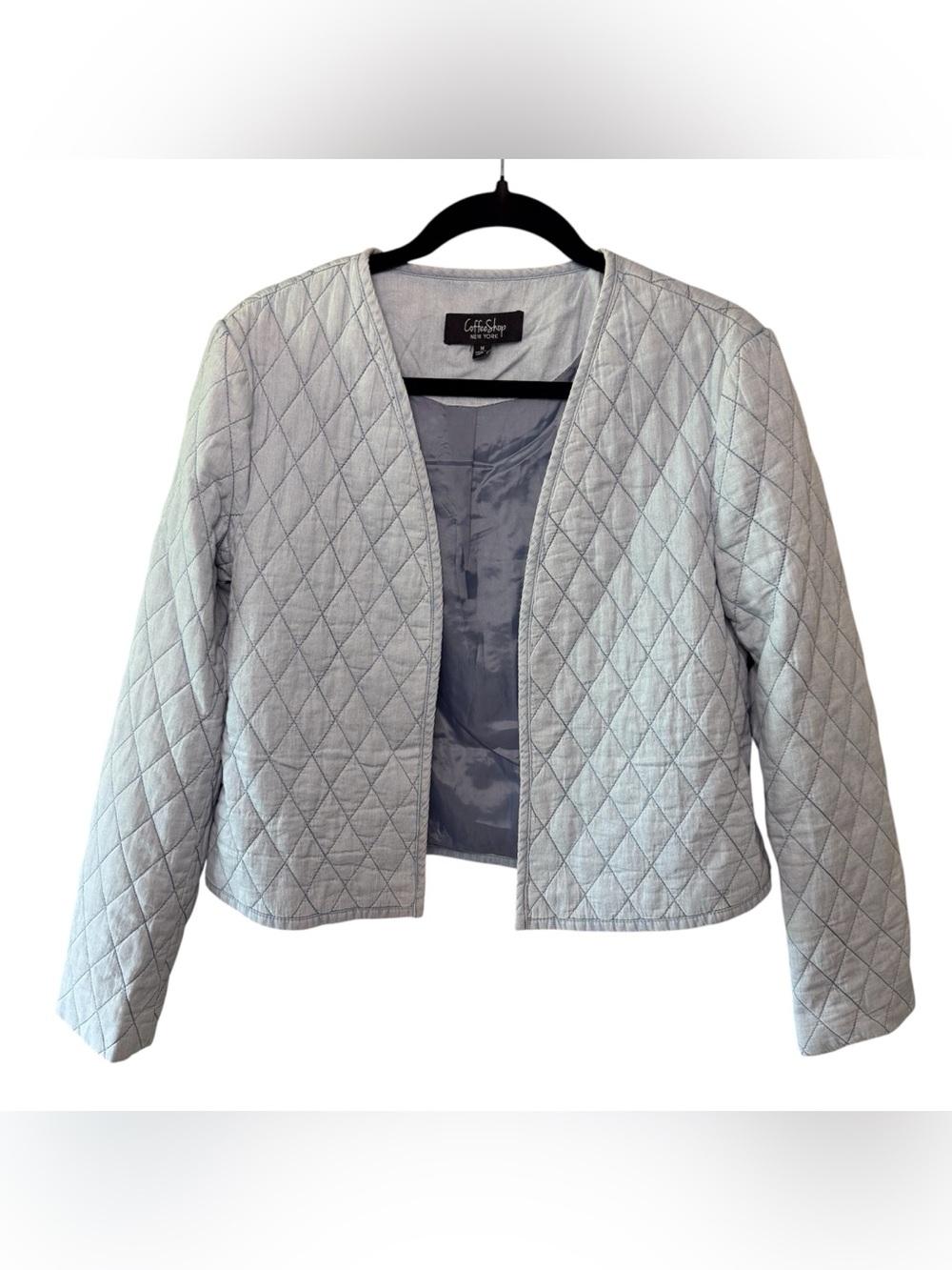 Coffee Shop New York Denim Quilted Cropped Jacket
